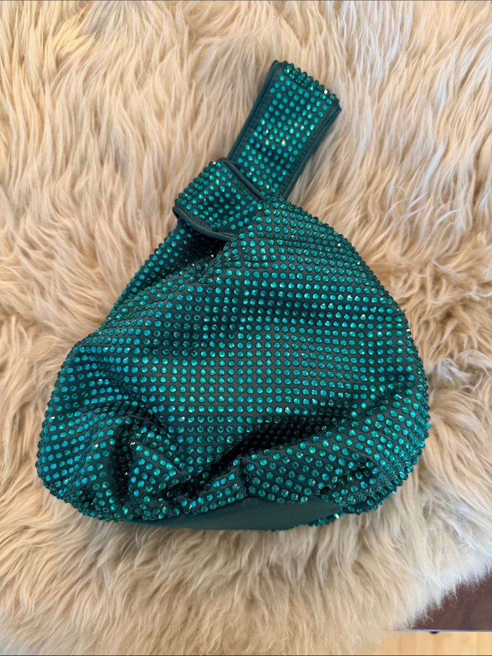 J. Crew Dark Spruce Crystal-Studded Wristlet Bag
